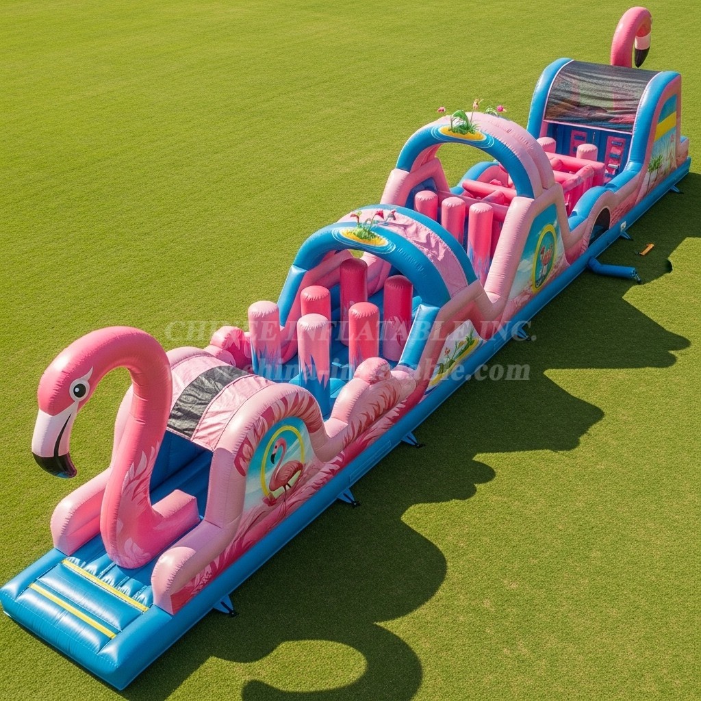 T7-3823 Flamingo Theme Inflatable Obstacle Course
