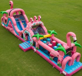 T7-3824 Flamingo Theme Inflatable Obstacle Course