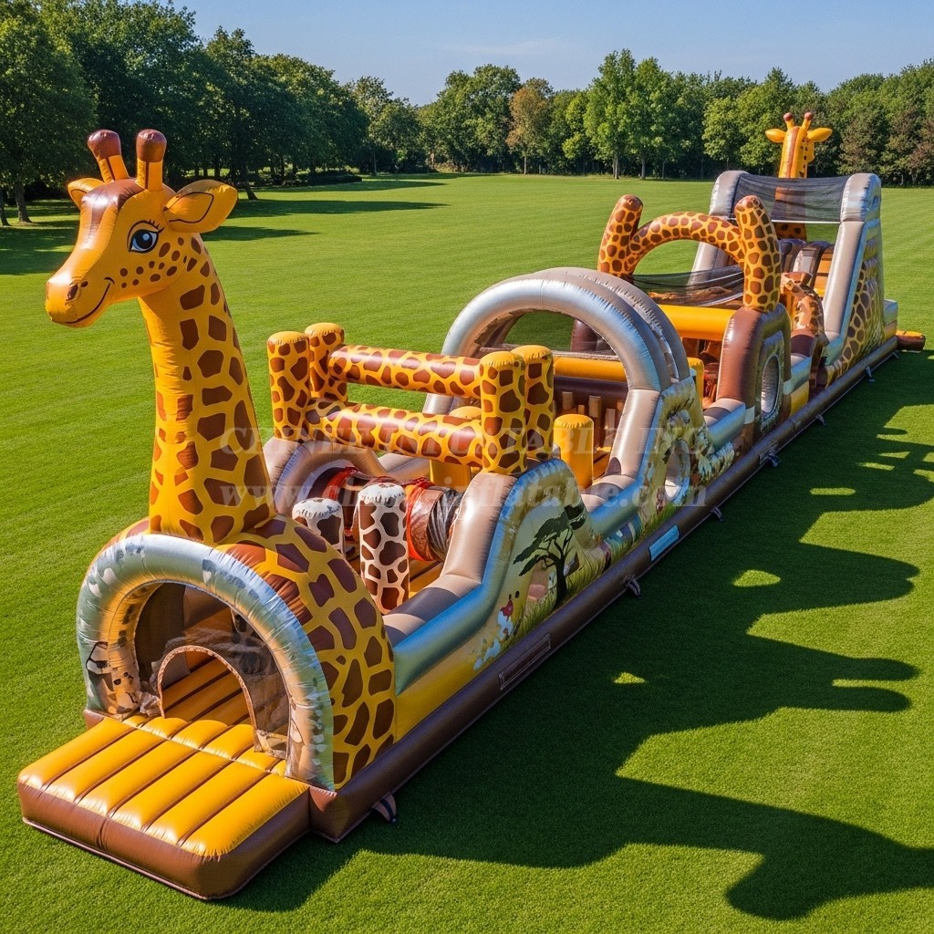 T7-3836 Giraffe Theme Inflatable Obstacle Course