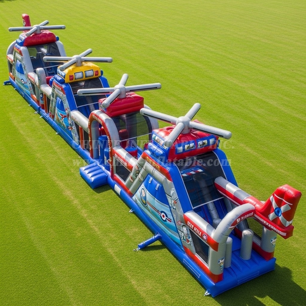 T7-3852 Helicopter Theme Inflatable Obstacle Course