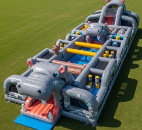 T7-3857 Hippo Theme Inflatable Obstacle Course