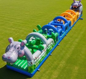 T7-3860 Hippo Theme Inflatable Obstacle Course