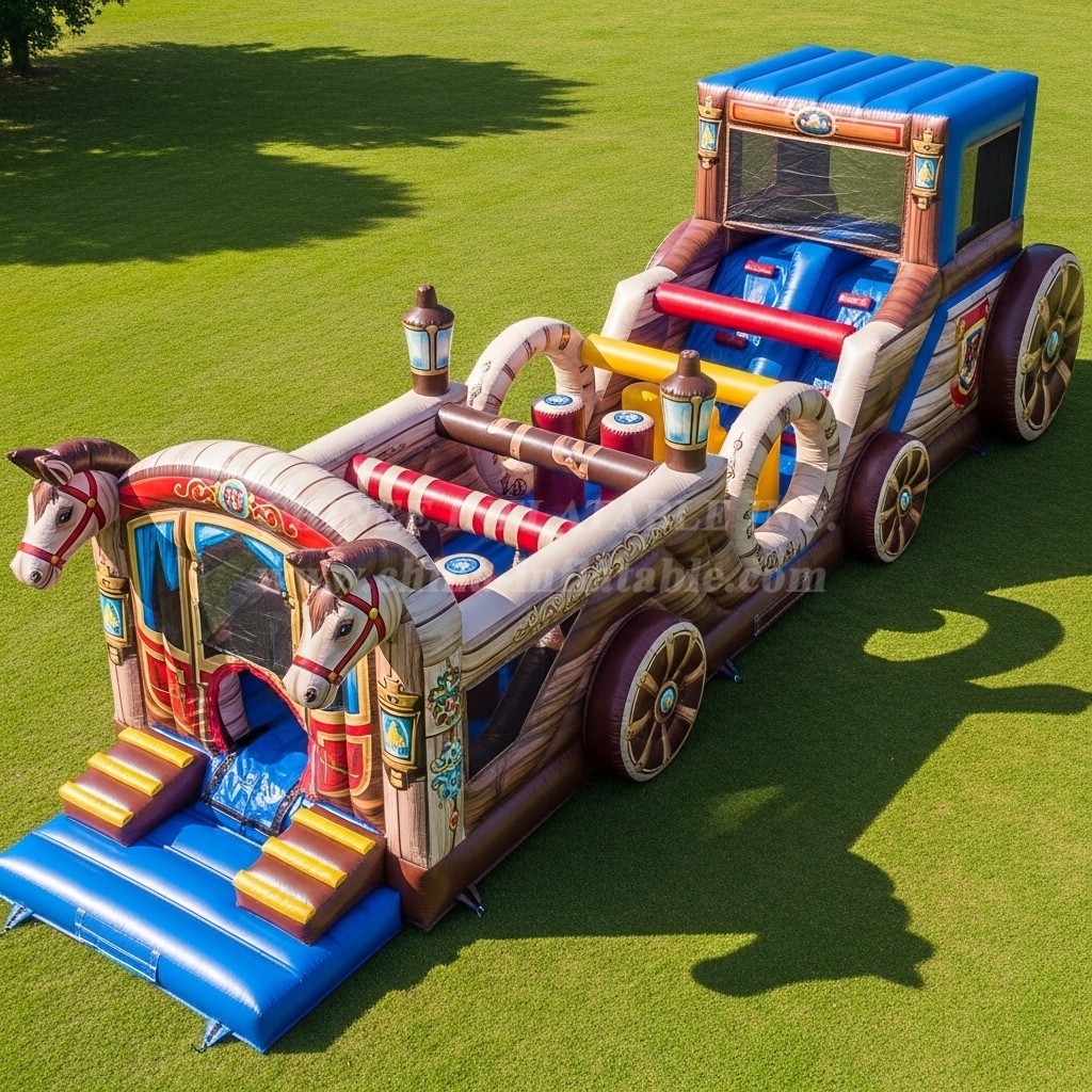 T7-3861 Horse Carriage Theme Inflatable Obstacle Course