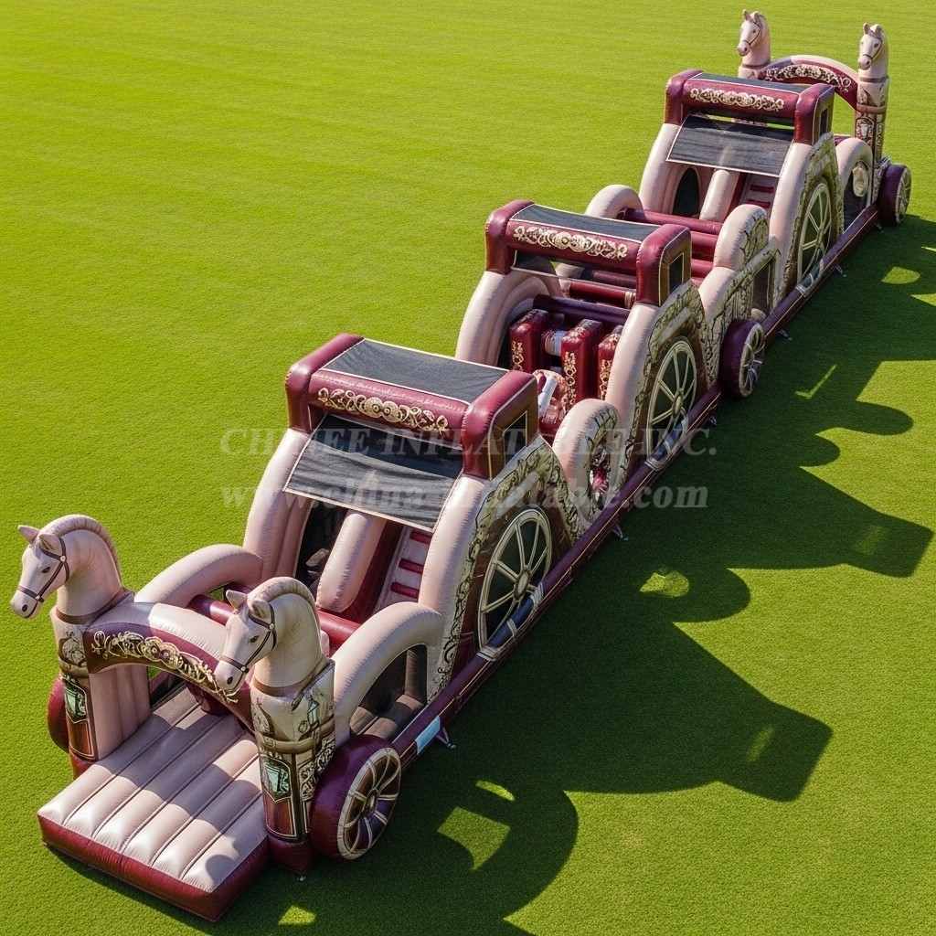 T7-3864 Horse Carriage Theme Inflatable Obstacle Course