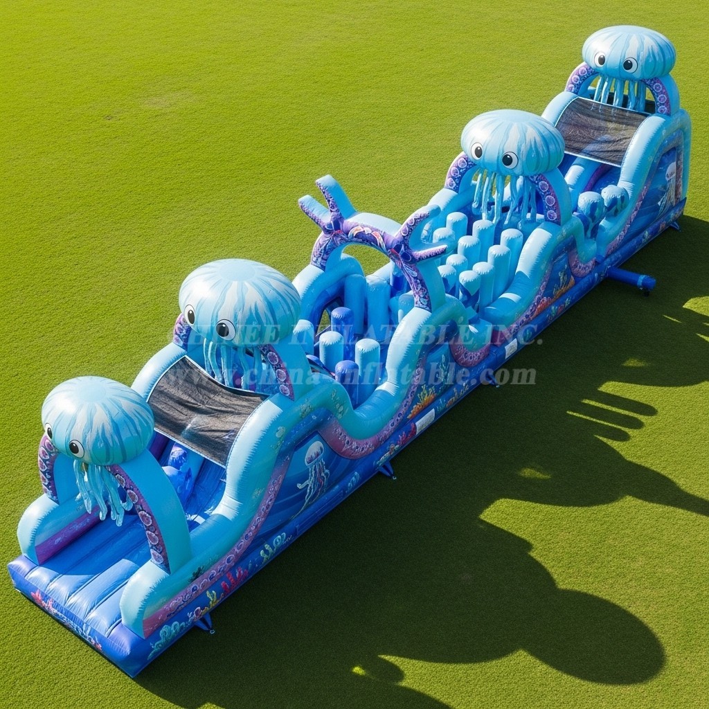 T7-3870 Jellyfish Theme Inflatable Obstacle Course