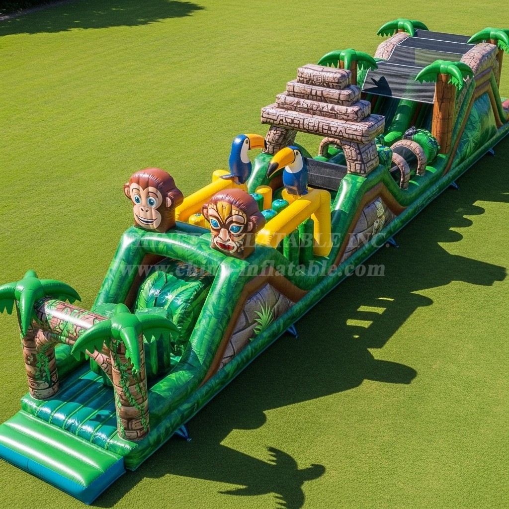 T7-3873 Jungle Theme Inflatable Obstacle Course