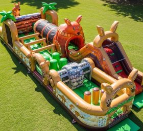 T7-3881 Kangaroo Theme Inflatable Obstacle Course