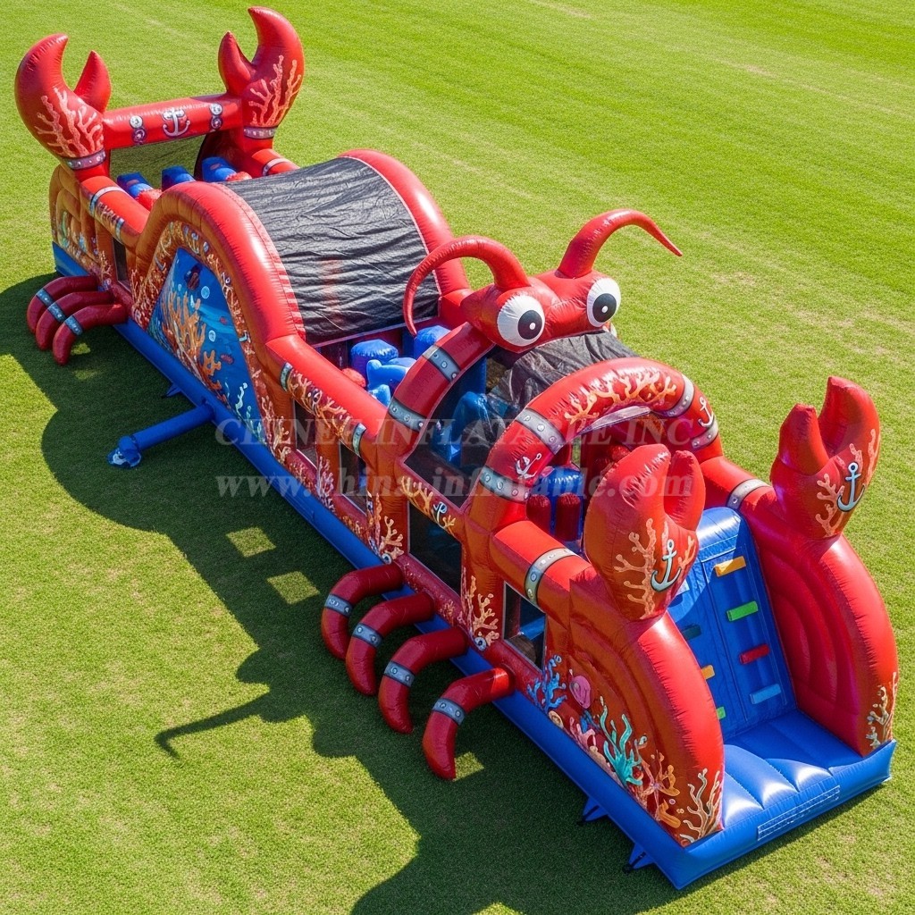 T7-3892 Lobster Theme Inflatable Obstacle Course