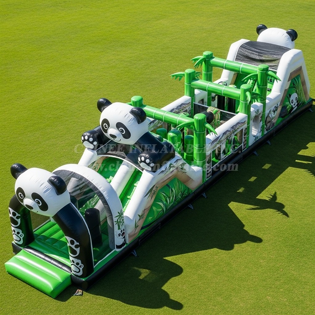 T7-3936 Panda Theme Inflatable Obstacle Course