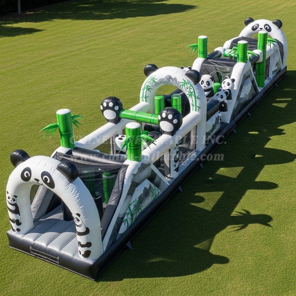 T7-3938 Panda Theme Inflatable Obstacle Course