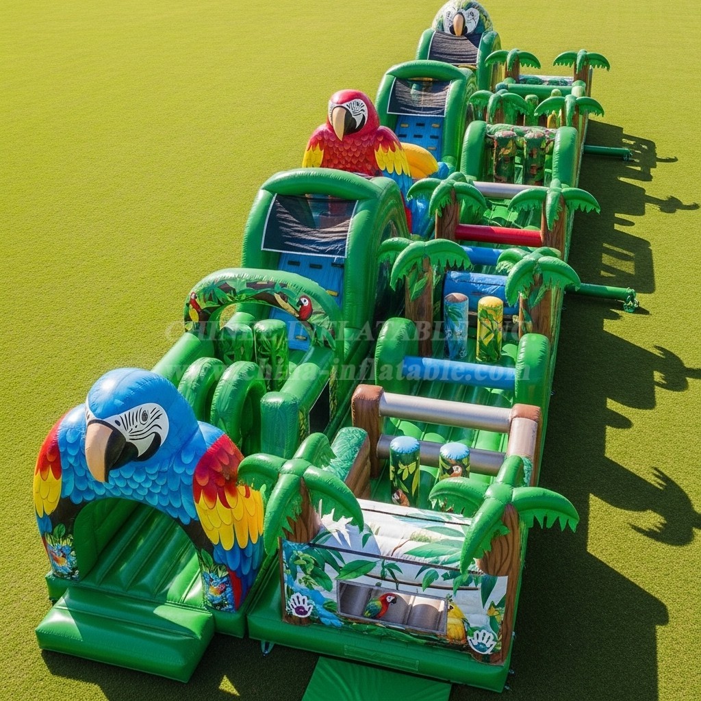 T7-3942 Parrot Theme Inflatable Obstacle Course