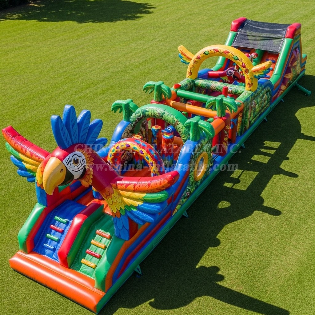 T7-3944 Parrot Theme Inflatable Obstacle Course