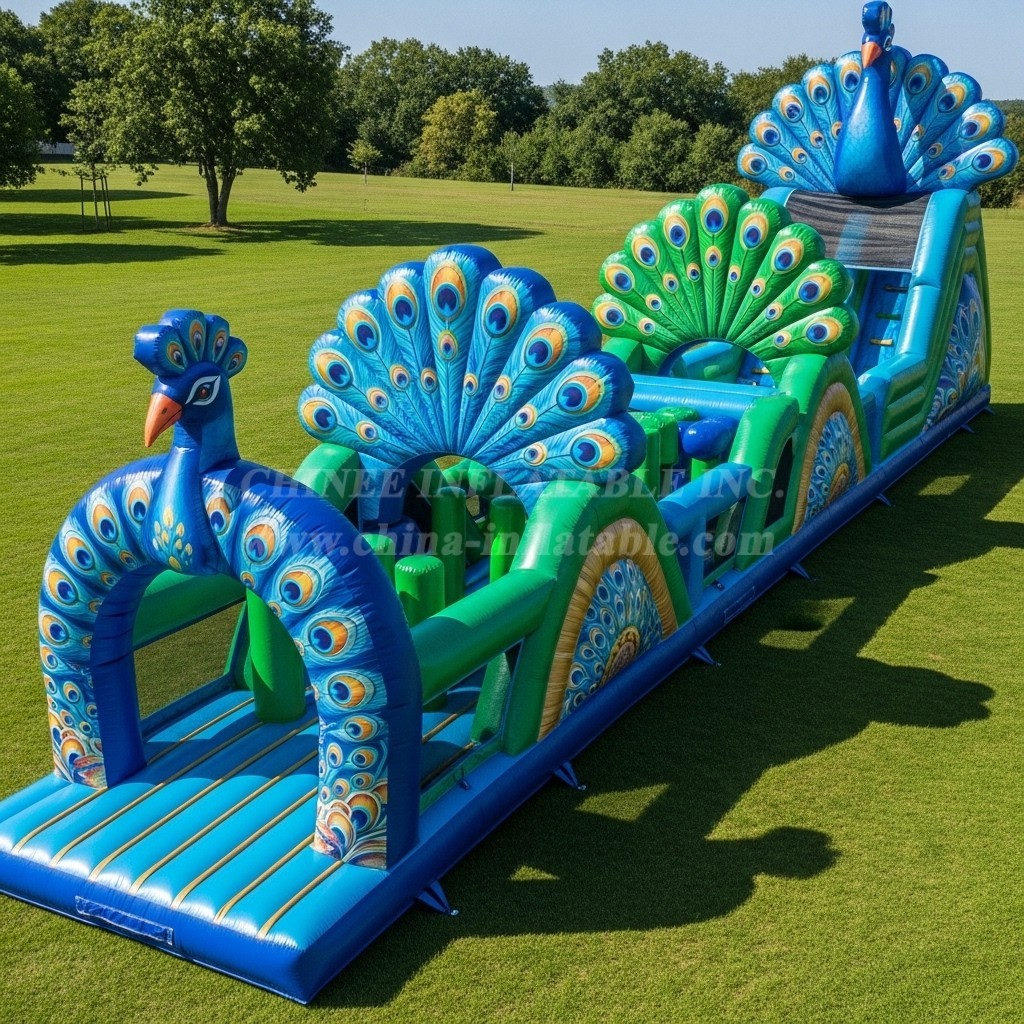 T7-3945 Peacock Theme Inflatable Obstacle Course