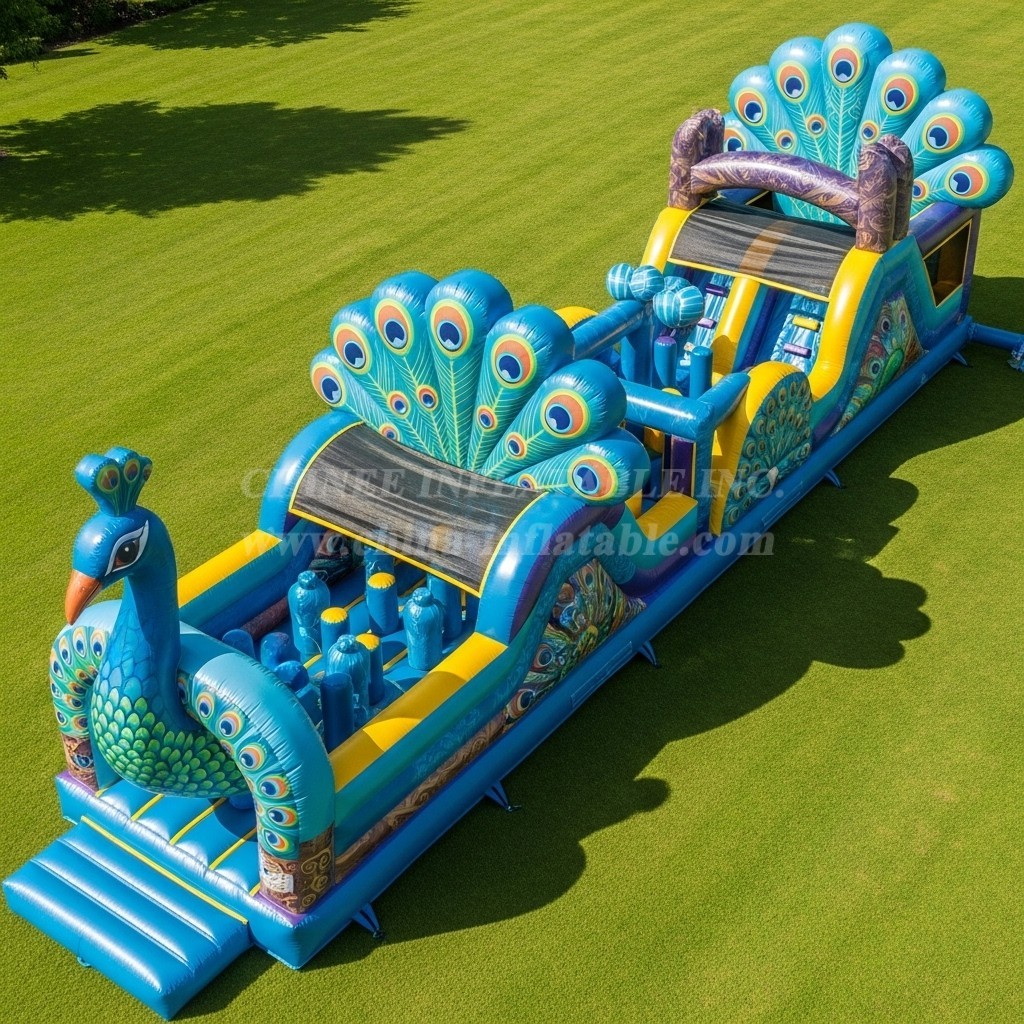T7-3946 Peacock Theme Inflatable Obstacle Course
