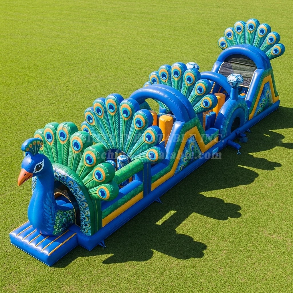 T7-3949 Peacock Theme Inflatable Obstacle Course