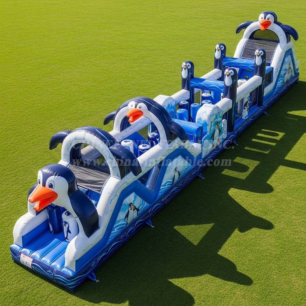 T7-3951 Penguin Theme Inflatable Obstacle Course