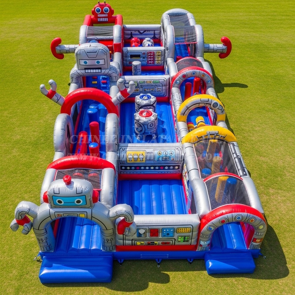 T7-3983 Robot Theme Inflatable Obstacle Course