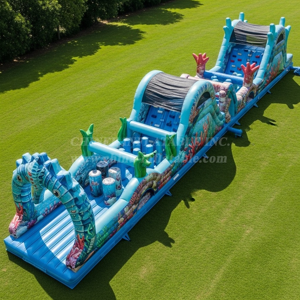 T7-3988 Seahorse Theme Inflatable Obstacle Course