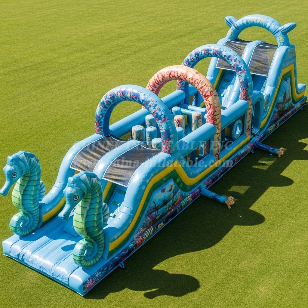 T7-3990 Seahorse Theme Inflatable Obstacle Course