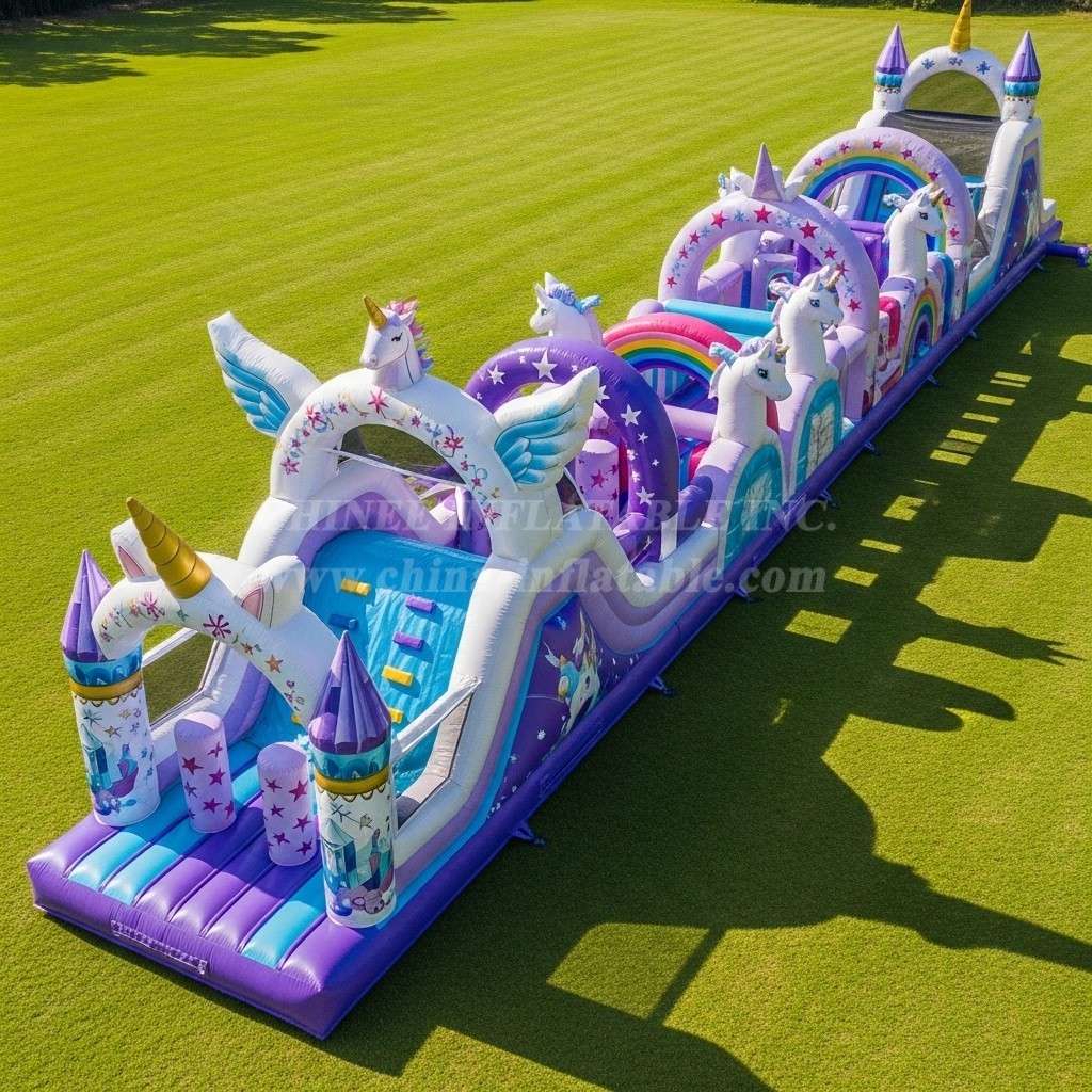 T7-4046 Unicorn Theme Inflatable Obstacle Course