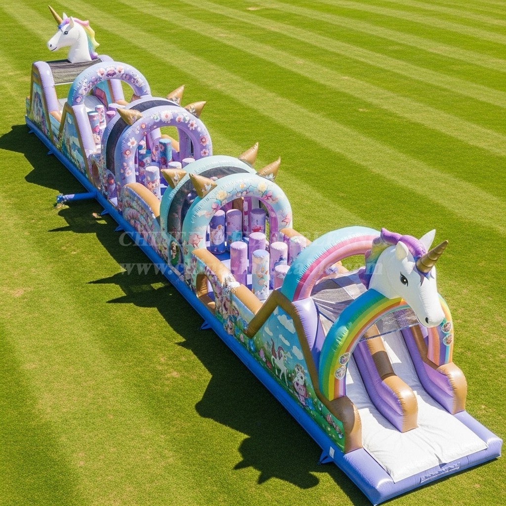 T7-4048 Unicorn Theme Inflatable Obstacle Course