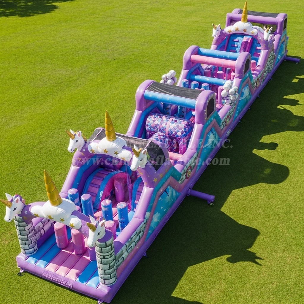 T7-4049 Unicorn Theme Inflatable Obstacle Course