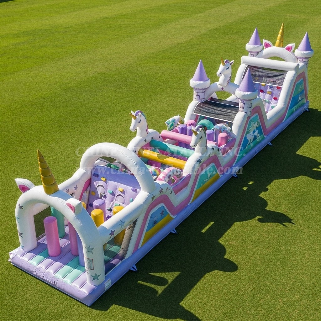 T7-4050 Unicorn Theme Inflatable Obstacle Course