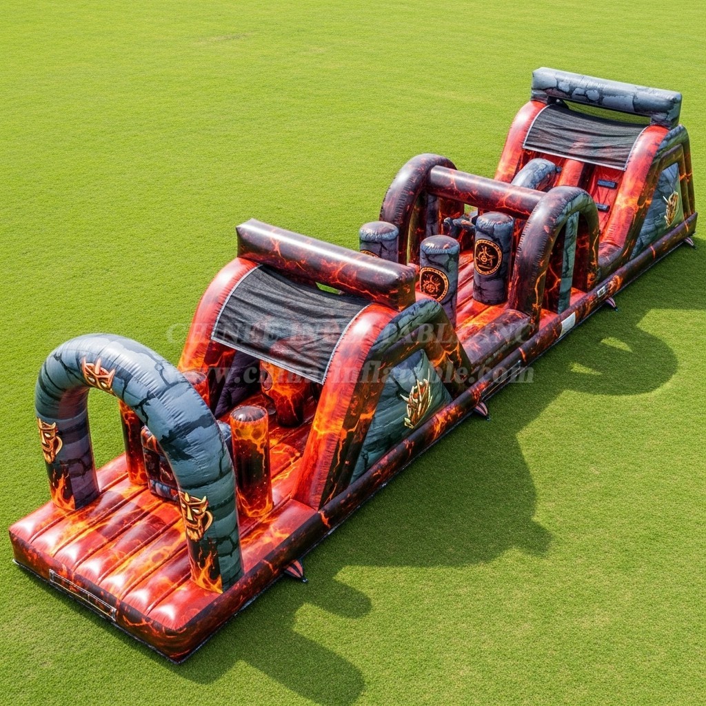 T7-4051 Volcano Theme Inflatable Obstacle Course