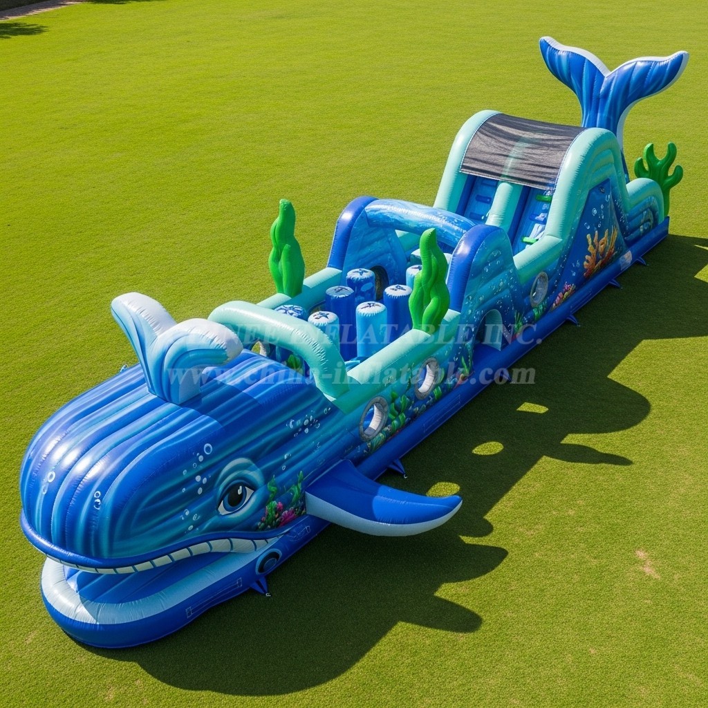 T7-4063 Whale Theme Inflatable Obstacle Course