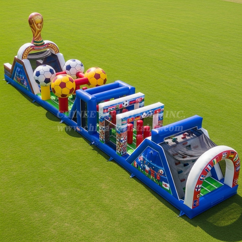 T7-4078 World Cup Theme Inflatable Obstacle Course