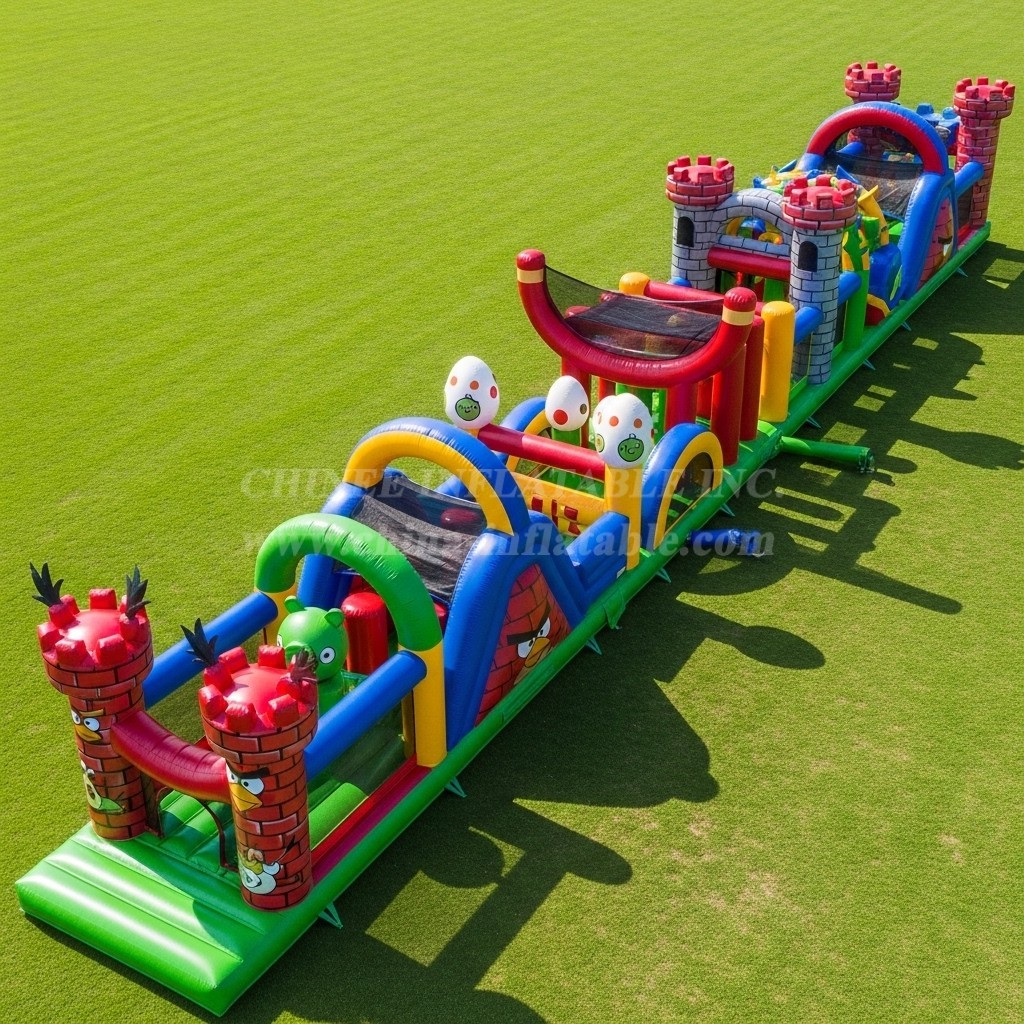 T7-4094 Angry Birds Theme Inflatable Obstacle Course