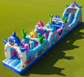 T7-4101 Baby Shark Theme Inflatable Obstacle Course