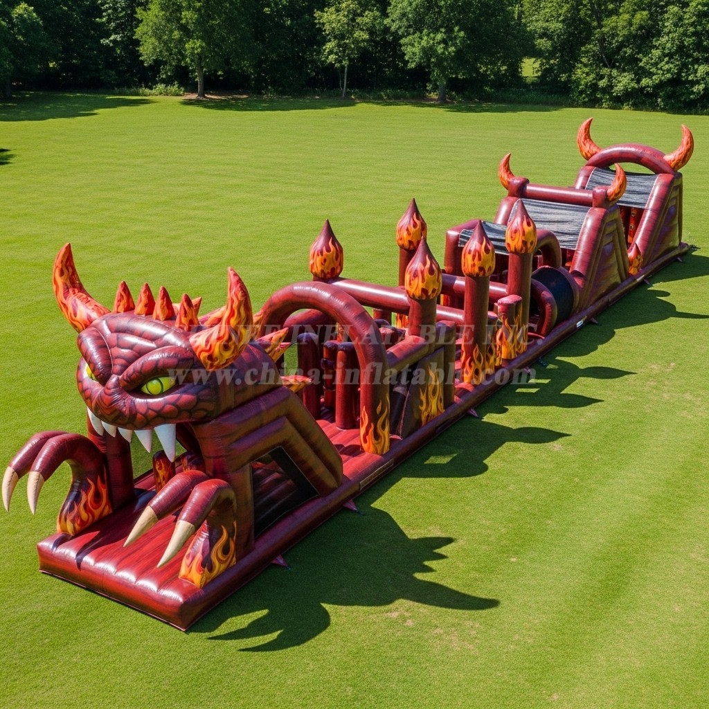 T7-4121 Blaze Monster Theme Inflatable Obstacle Course