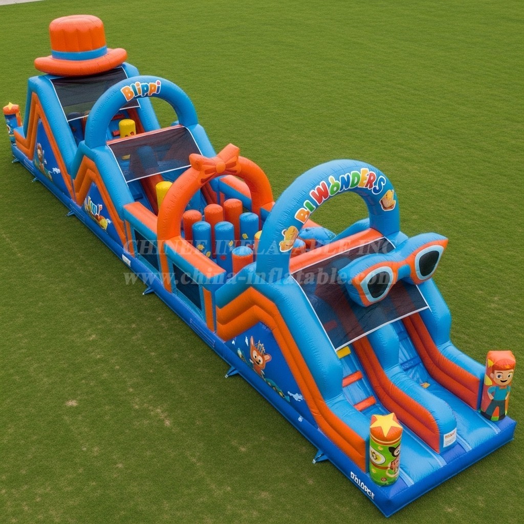 T7-4124 Blippi Wonders Theme Inflatable Obstacle Course