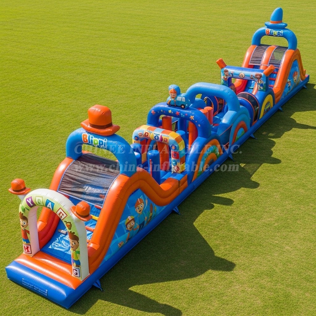 T7-4126 Blippi Wonders Theme Inflatable Obstacle Course