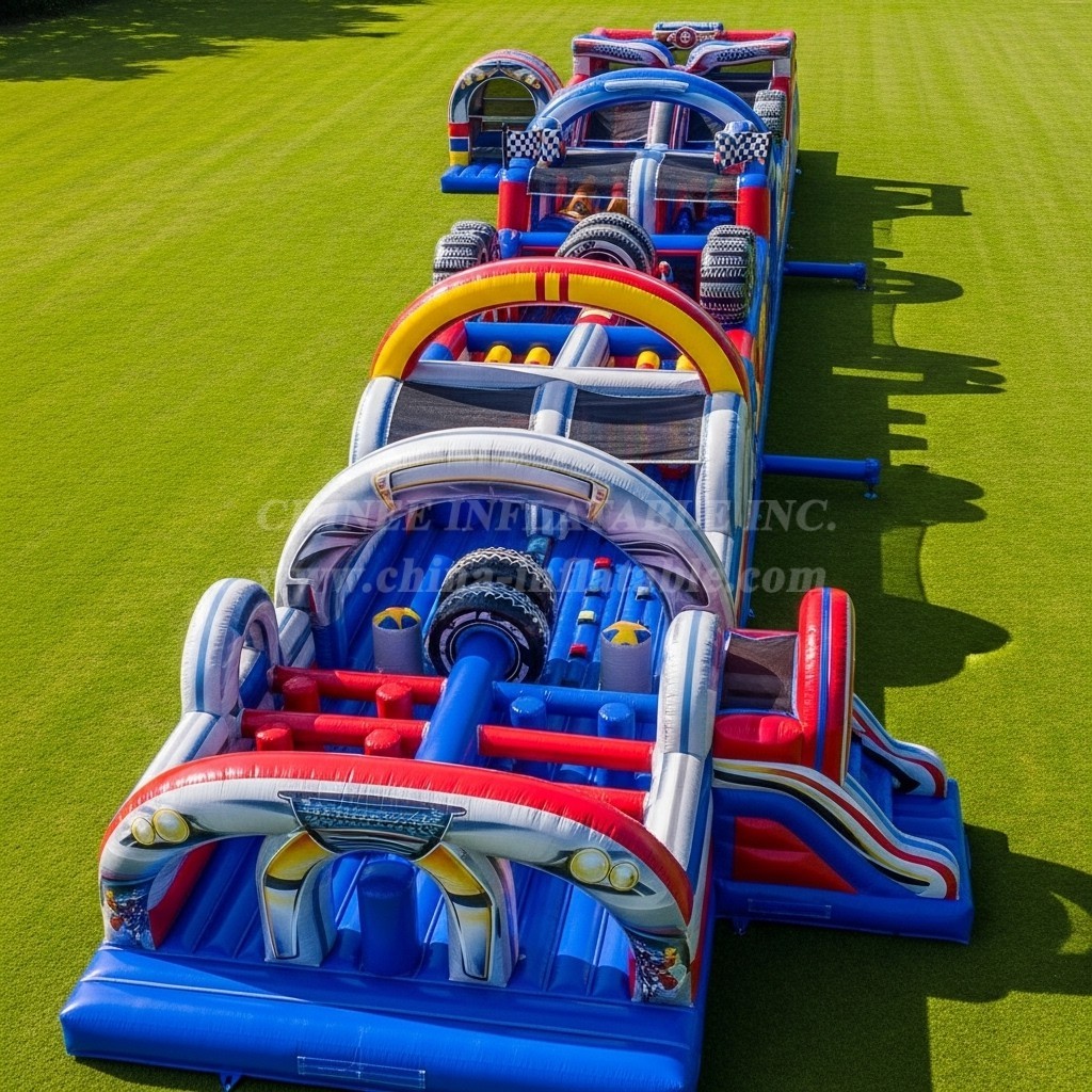 T7-4142 Cars Theme Inflatable Obstacle Course