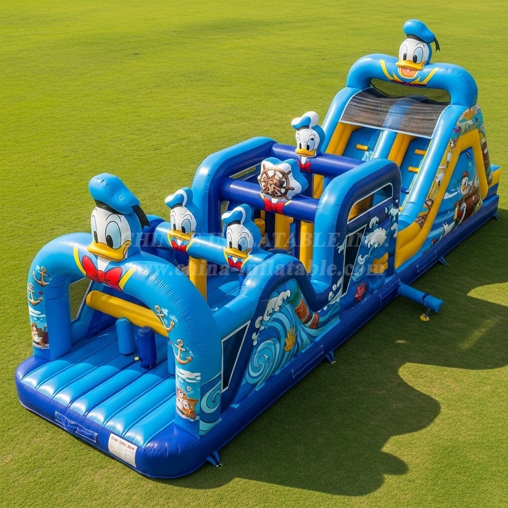 T7-4158 Donald Duck Theme Inflatable Obstacle Course