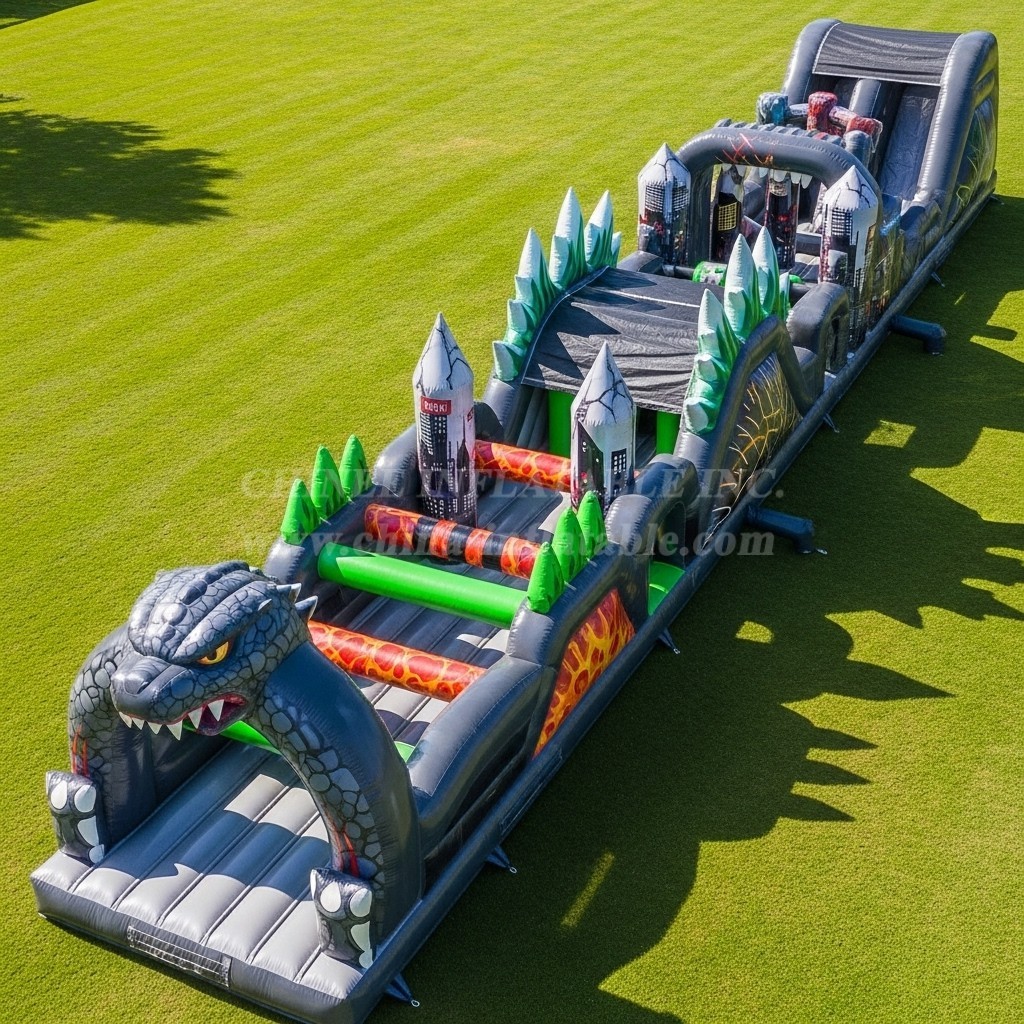 T7-4187 Godzilla Theme Inflatable Obstacle Course