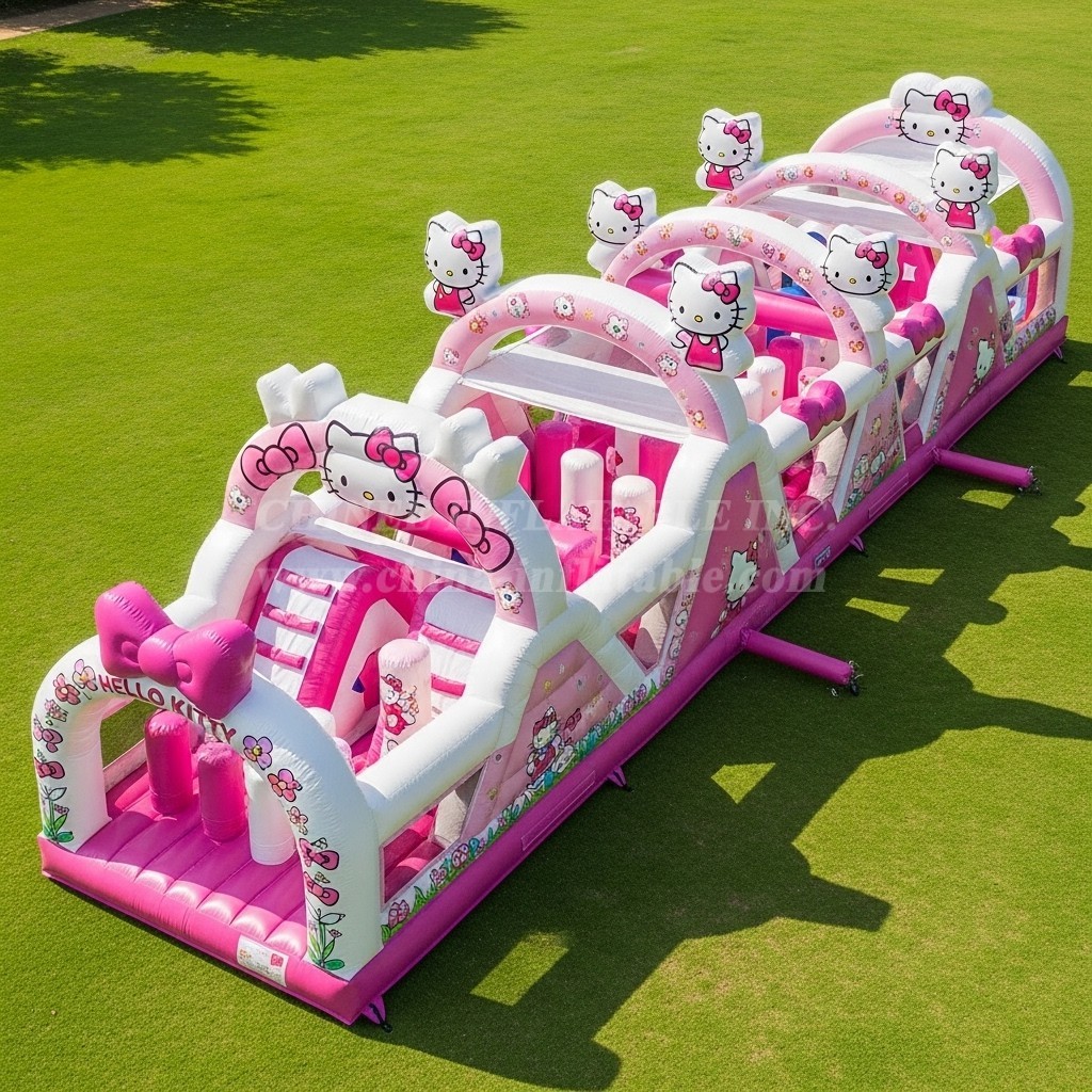 T7-4201 Hello Kitty Theme Inflatable Obstacle Course