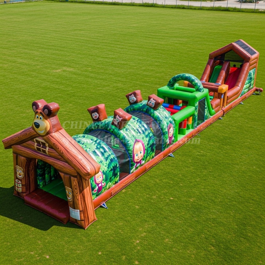 T7-4234 Masha and the Bear Theme Inflatable Obstacle Course
