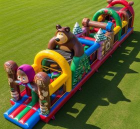 T7-4235 Masha and the Bear Theme Inflatable Obstacle Course
