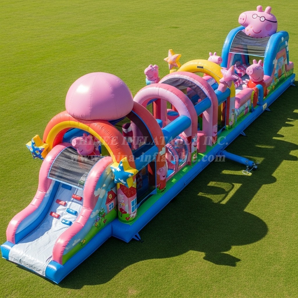 T7-4298 Peppa Pig Theme Inflatable Obstacle Course