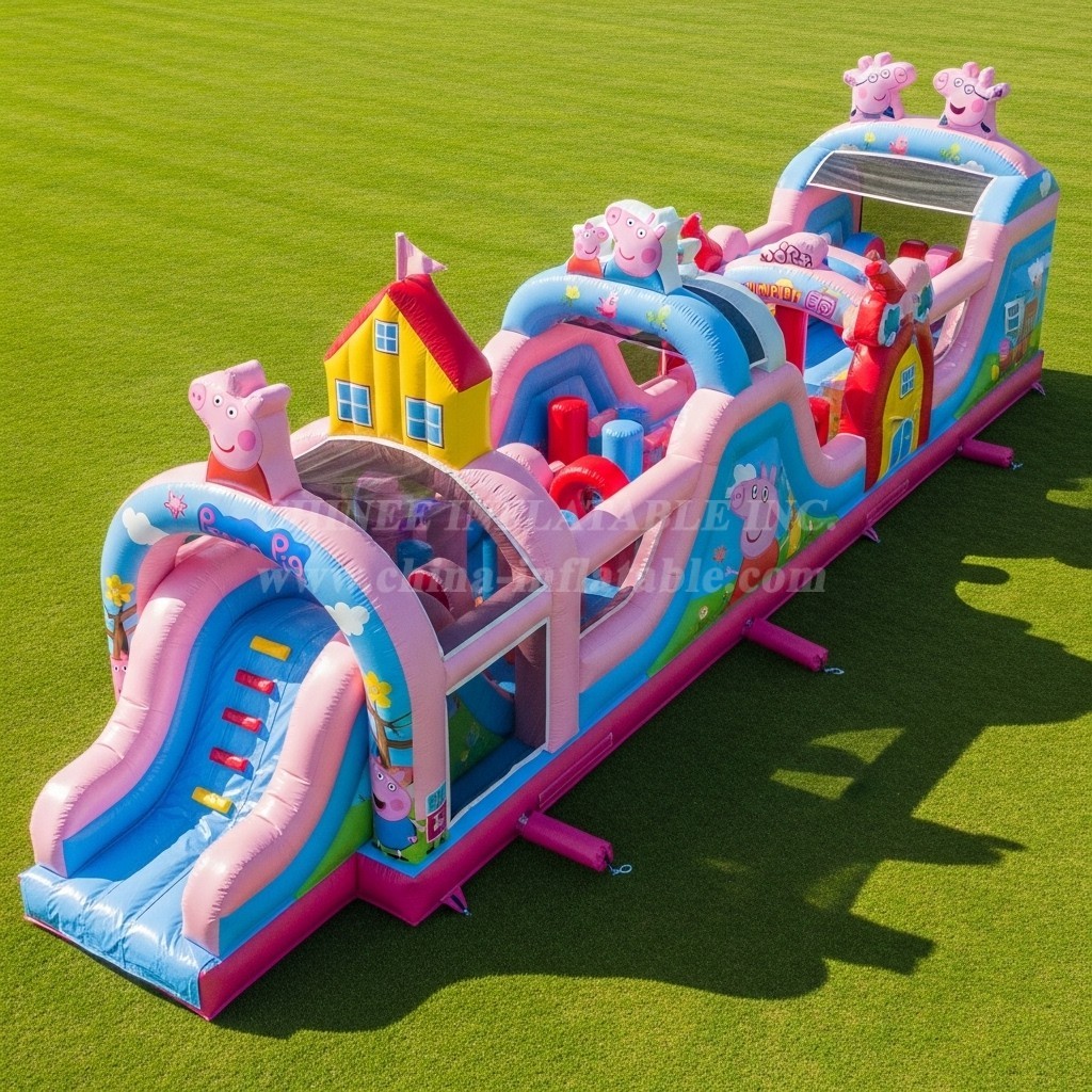 T7-4301 Peppa Pig Theme Inflatable Obstacle Course