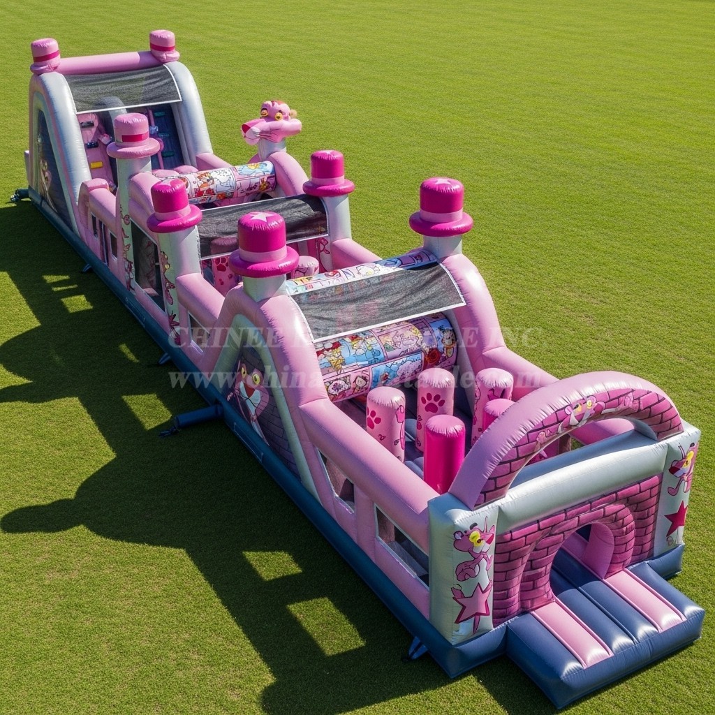 T7-4302 Pink Panther Theme Inflatable Obstacle Course