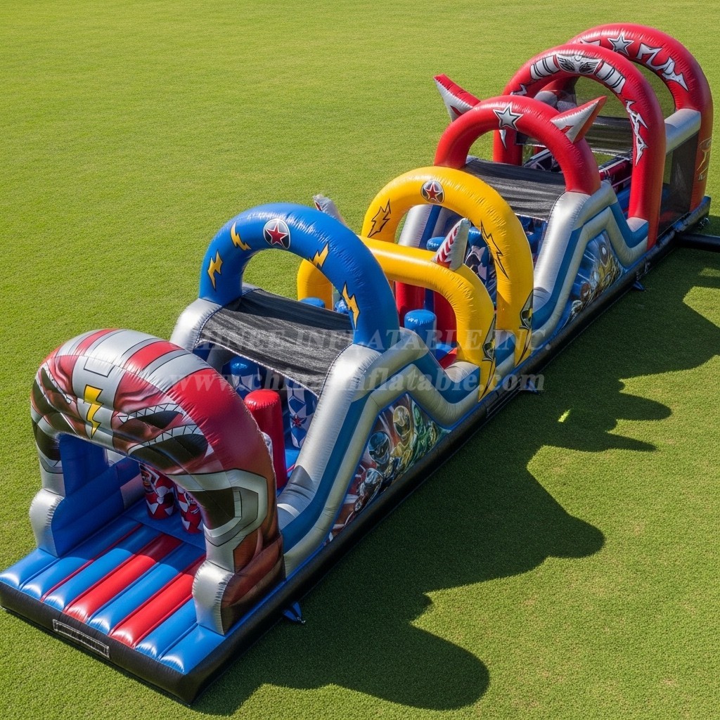 T7-4323 Power Rangers Theme Inflatable Obstacle Course
