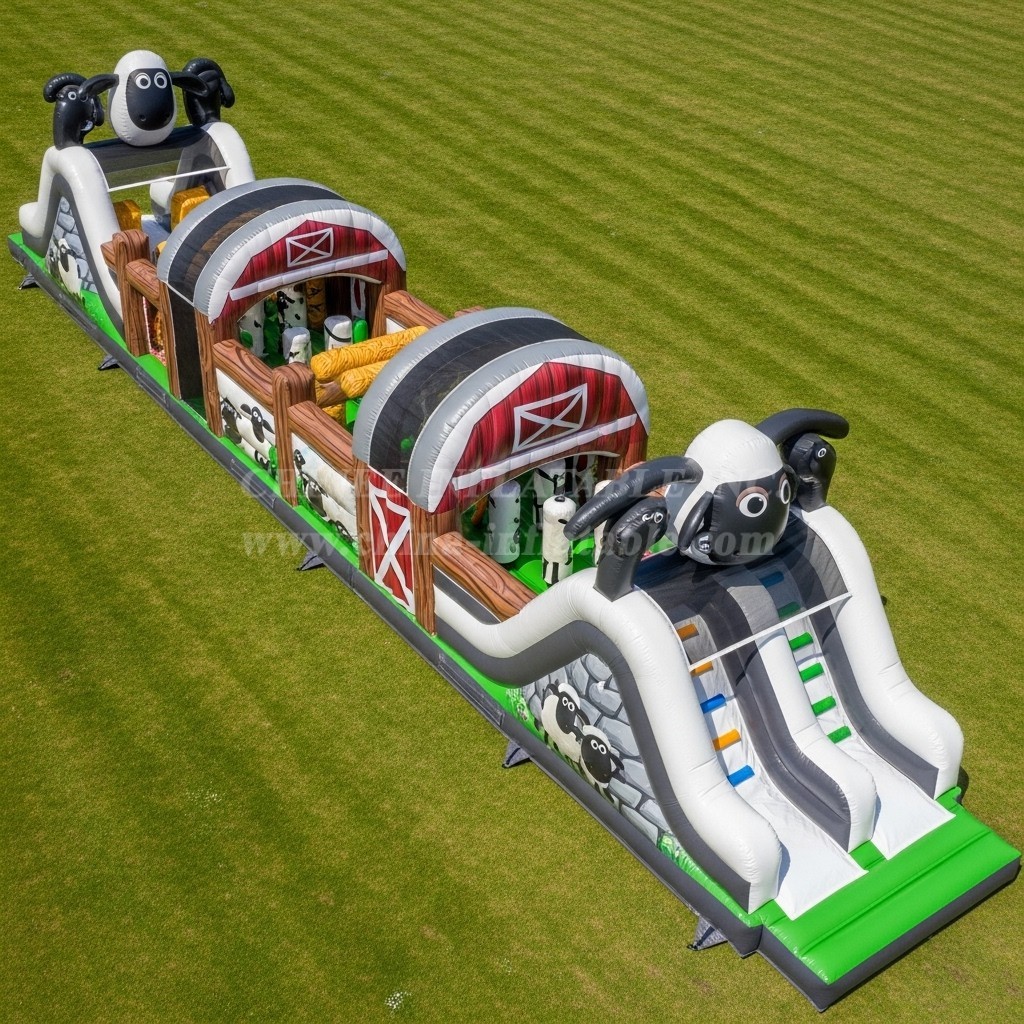 T7-4344 Shaun the Sheep Theme Inflatable Obstacle Course
