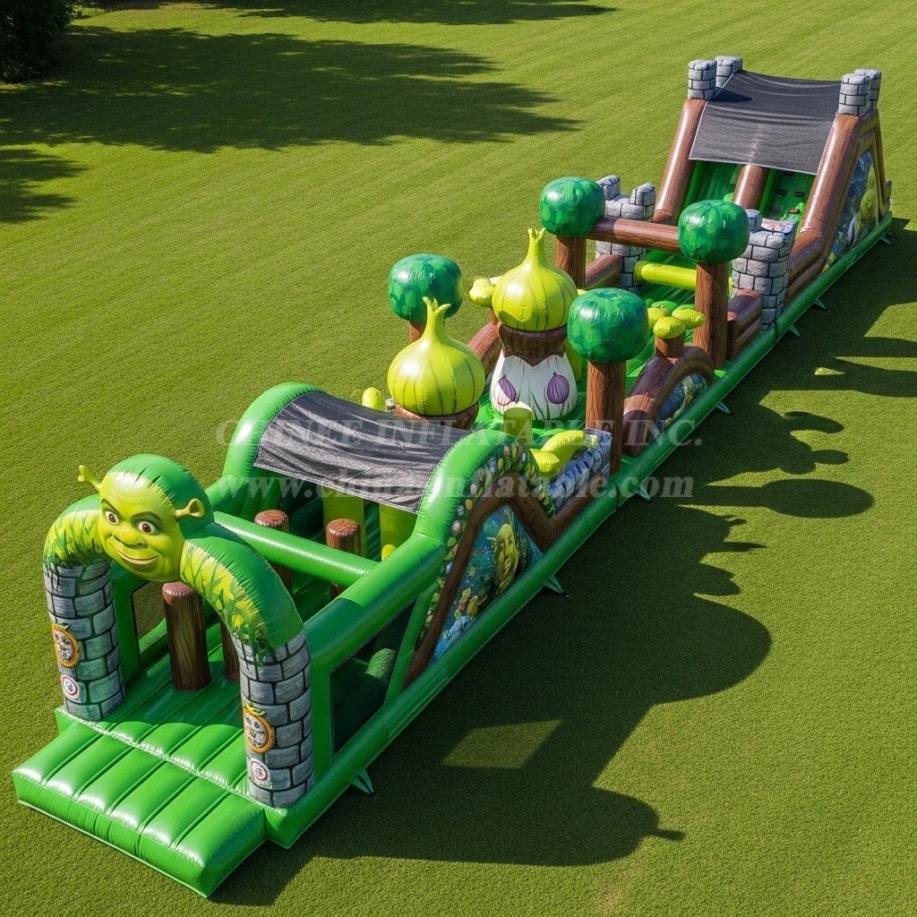 T7-4351 Shrek Theme Inflatable Obstacle Course