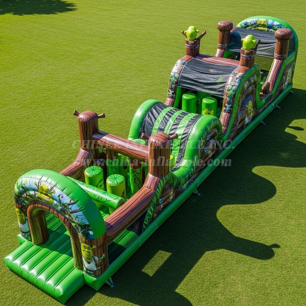 T7-4353 Shrek Theme Inflatable Obstacle Course