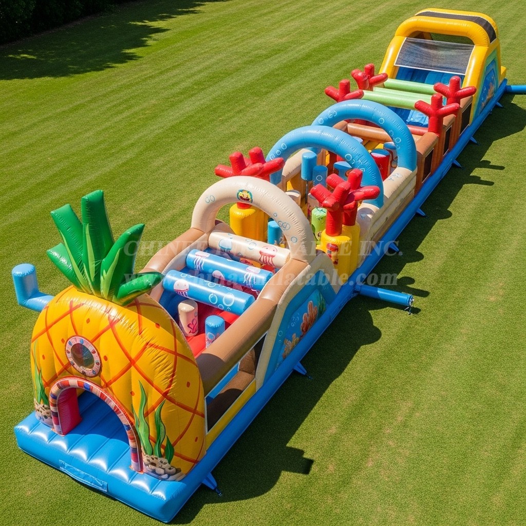 T7-4367 Spongebob Theme Inflatable Obstacle Course