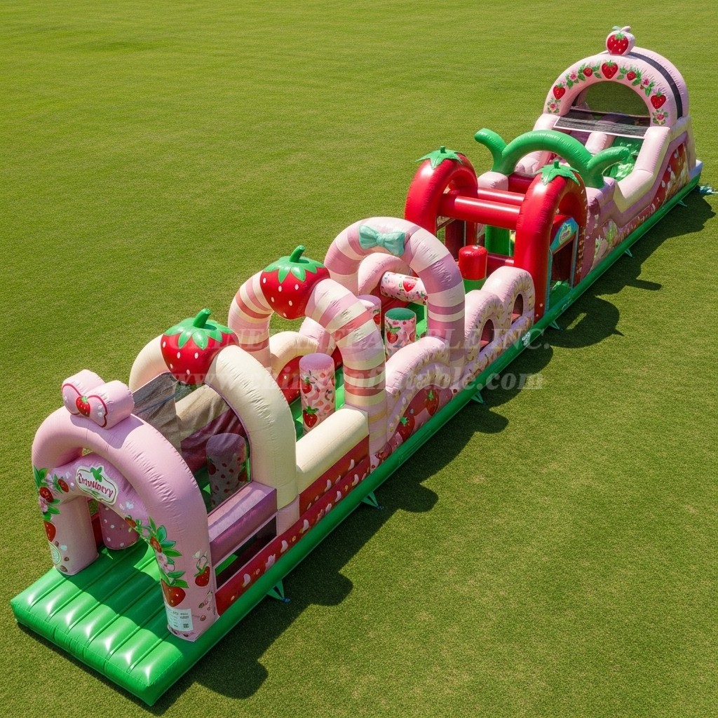 T7-4371 Strawberry Shortcake Theme Inflatable Obstacle Course